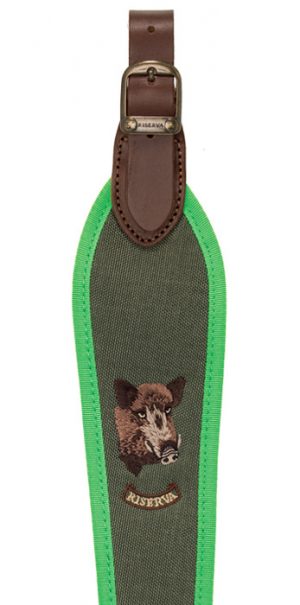 Riserva Tracolla carabina R 2252 ricamo cinghiale bordo verde fluo