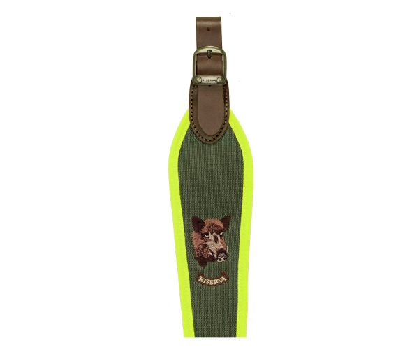 Riserva Tracolla carabina R 2254 ricamo cinghiale bordo giallo fluo